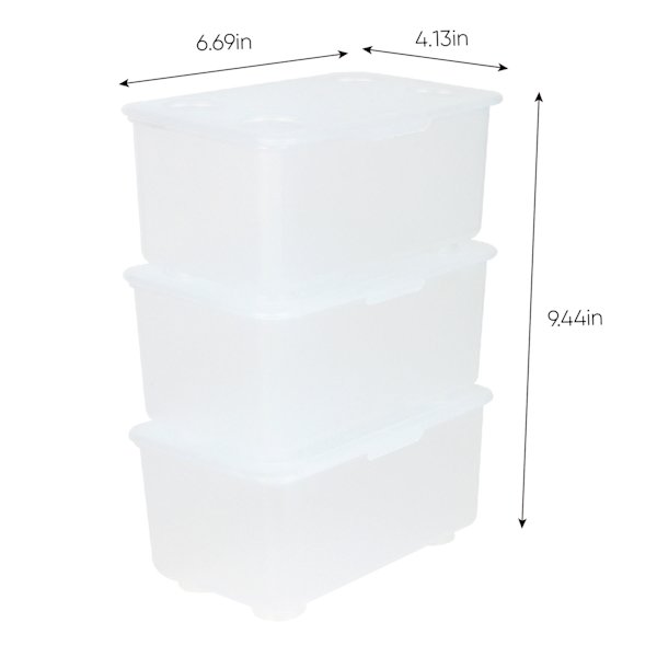 3-Pack Mini Stacking Storage Box, Clear