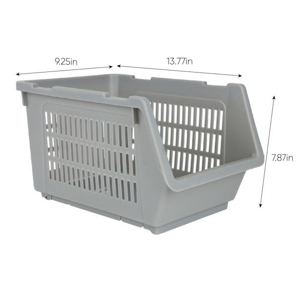 Grey Stackable Storage Basket, Small
