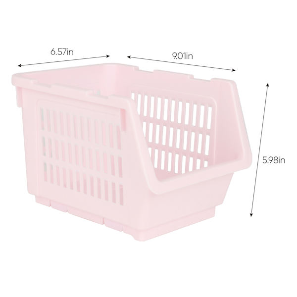 2-Pack Light Pink Stackable Storage Basket, Extra Small