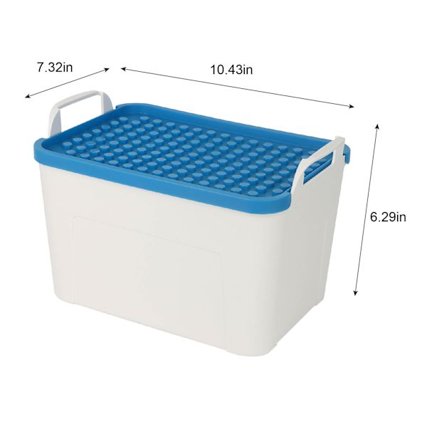 Kids Blue Top Classic Brick Storage Box, Small