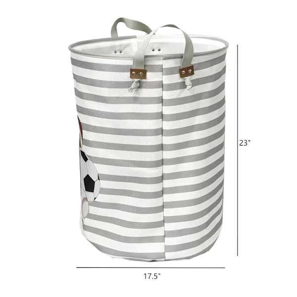 Kids Grey Stripe Sports Laundry Hamper