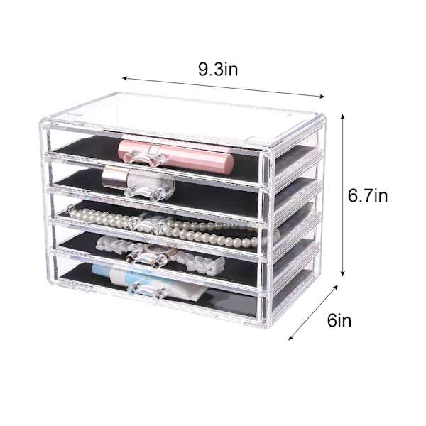 5-Drawer Clear Cosmetic Organizer Chest