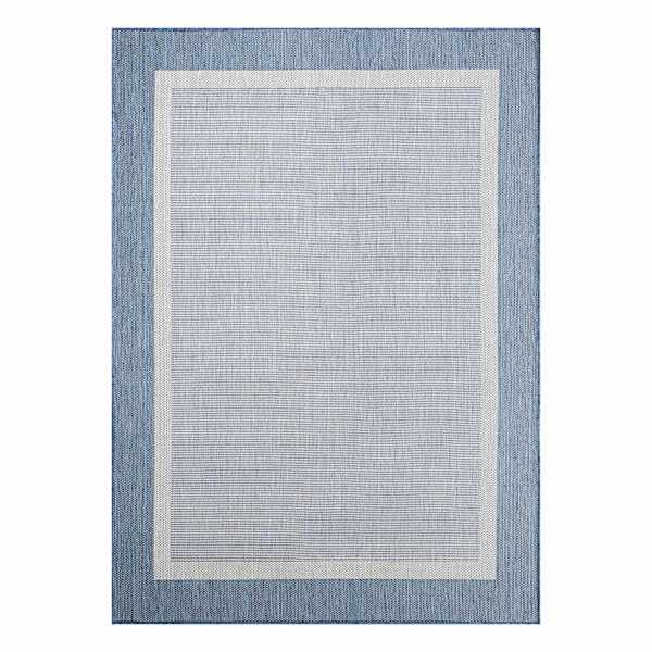 (E515) Fifer Navy Border Outdoor Area Rug, 5x7