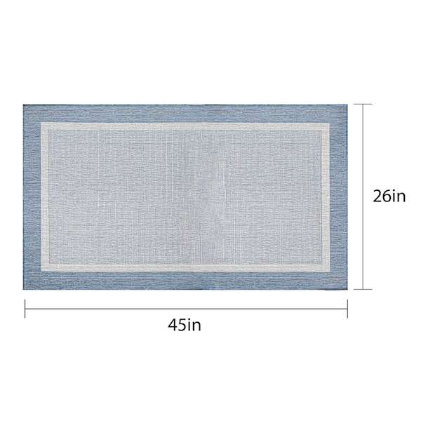 (E515) Fifer Navy Border Outdoor Accent Rug, 26x45