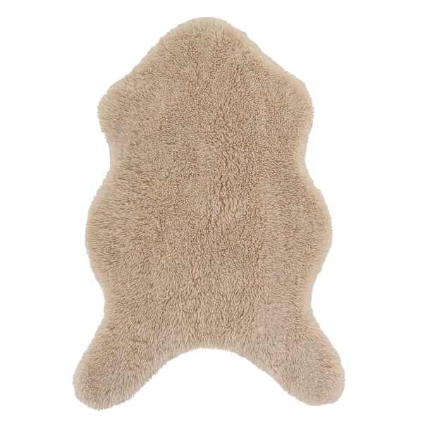 (C206) Found & Fable Neutral Curly Faux Fur Accent Rug, 3x5