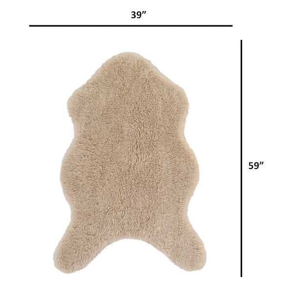 (C206) Found & Fable Neutral Curly Faux Fur Accent Rug, 3x5