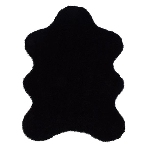 (C207) Found & Fable Black Curly Faux Fur Area Rug, 5x7