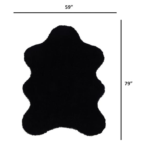 (C207) Found & Fable Black Curly Faux Fur Area Rug, 5x7