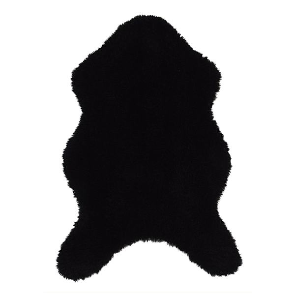 (C207) Found & Fable Black Curly Faux Fur Accent Rug, 3x5