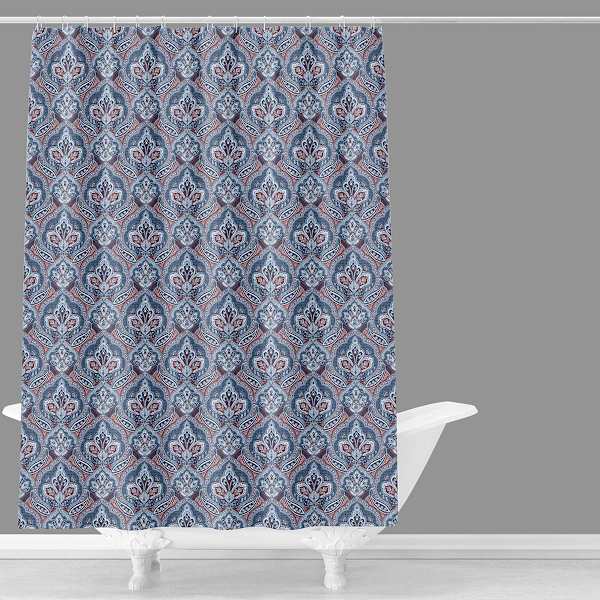 Providence Blue Pomegranate Floral Shower Curtain, 72"