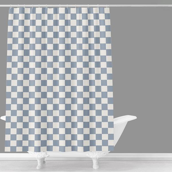 Honeybloom Blue Check Blue Shower Curtain, 72"