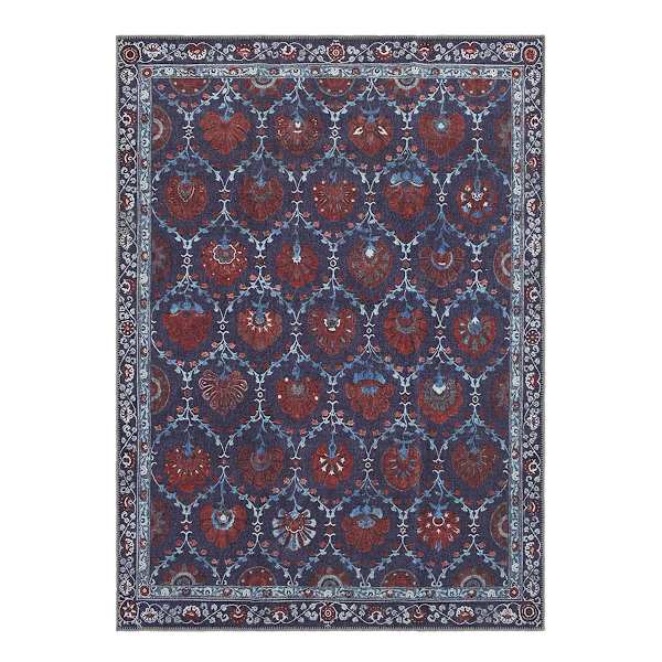 (D610) Providence Matrix Jacobean Floral Washable Area Rug, 5x7