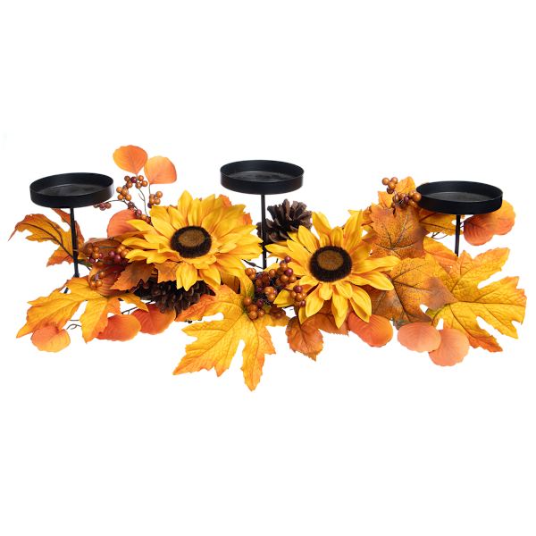 Sunflower & Berry Candle Holder, 7"