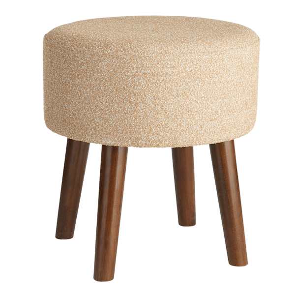 Emmy Stool with Dark Wooden Legs, Brown