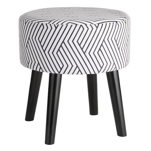 Emmy Stool with Black Wooden Legs, Black Lines