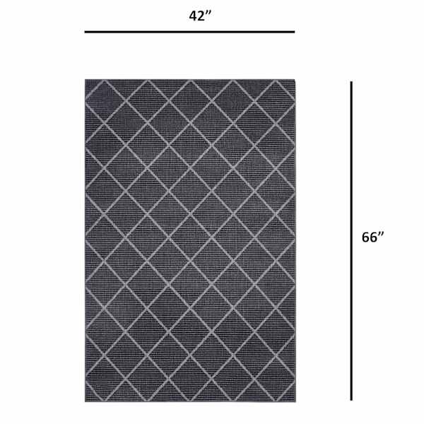 Black Diamond Washable Area Rug, 3.5x5.5