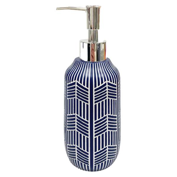 Crosby St. Milo Blue Chevron Soap Dispenser, 7.9"