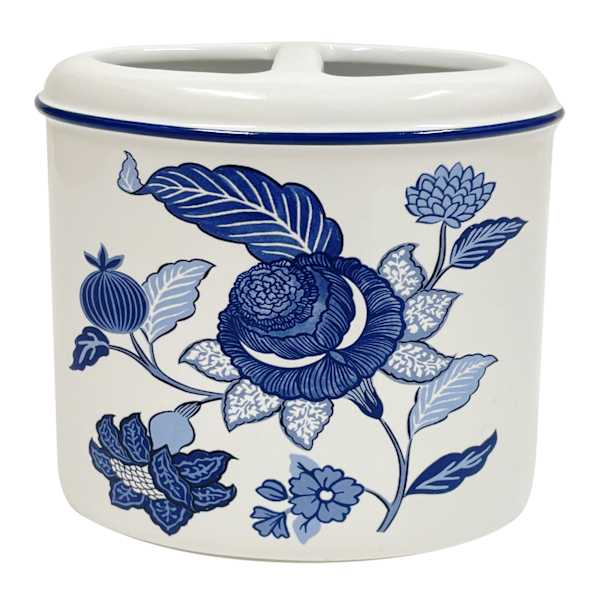 Providence Blue Pomegranate Floral Toothbrush Holder, 4.5"