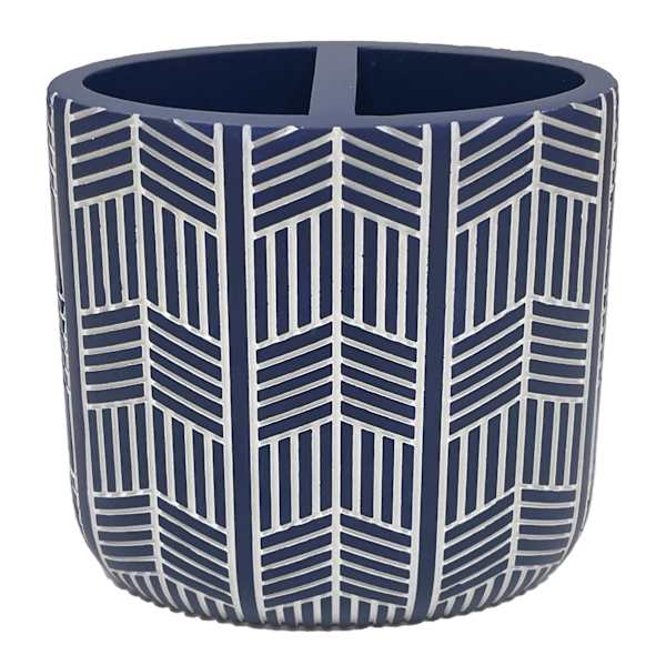 Crosby St. Milo Blue Chevron Toothbrush Holder, 4.3"