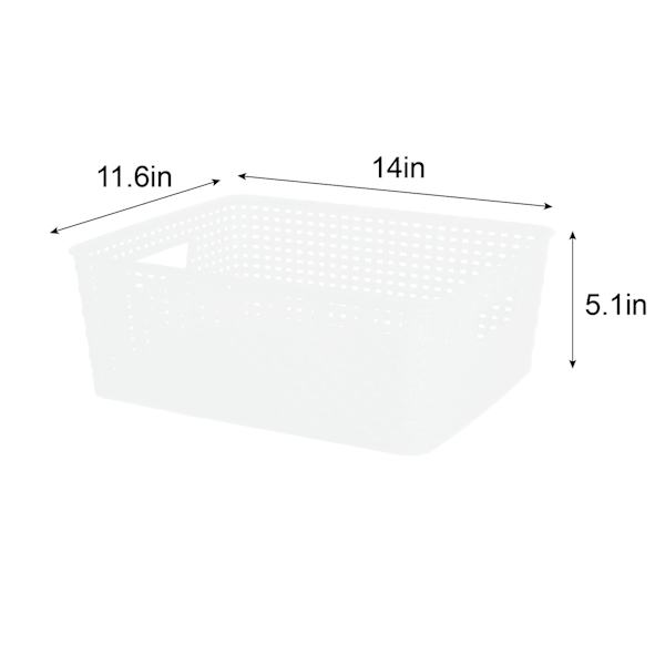 Bright White Rectangle Crossover Weave Storage Basket, Medium