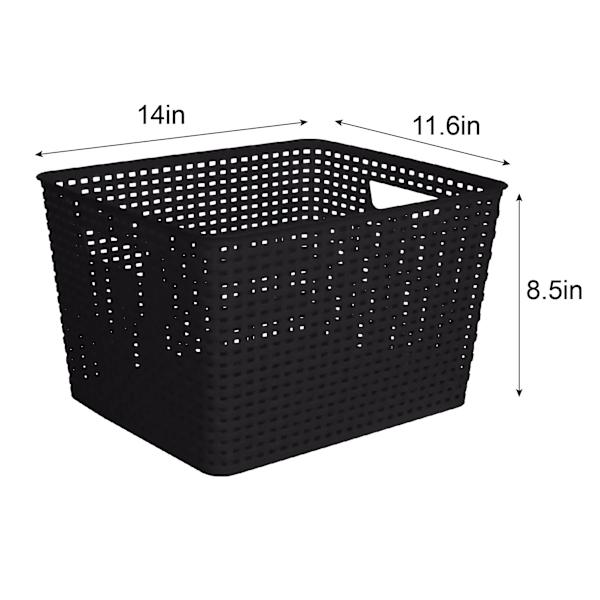 Black Square Crossover Weave Storage Basket, Large