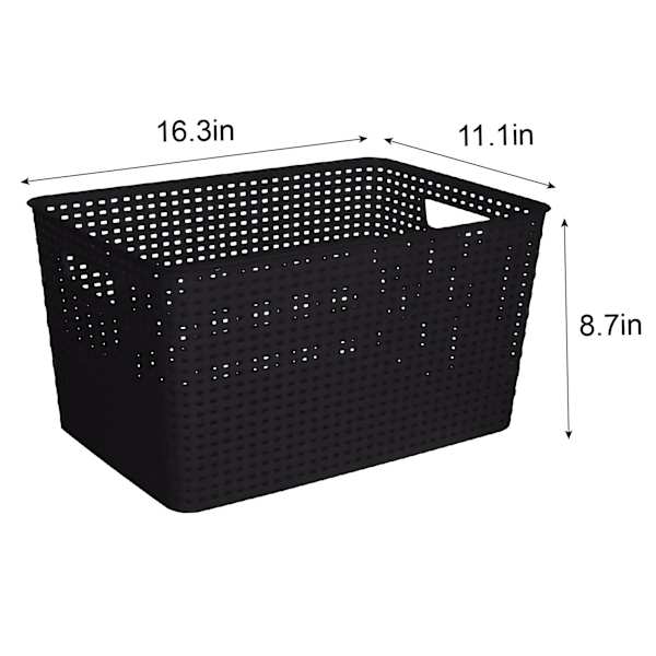 Black Rectangle Crossover Weave Storage Basket, Extra Large