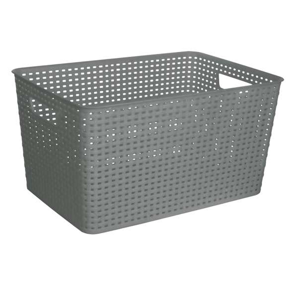 Grey Rectangle Crossover Weave Storage Basket, Extra Large