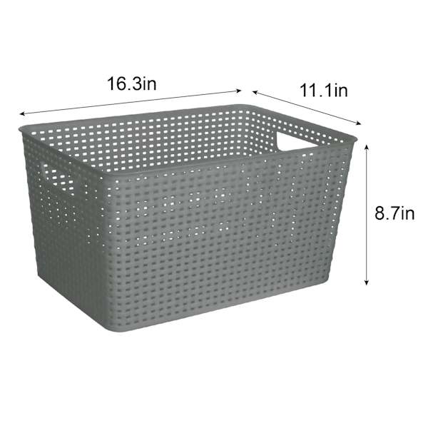 Grey Rectangle Crossover Weave Storage Basket, Extra Large