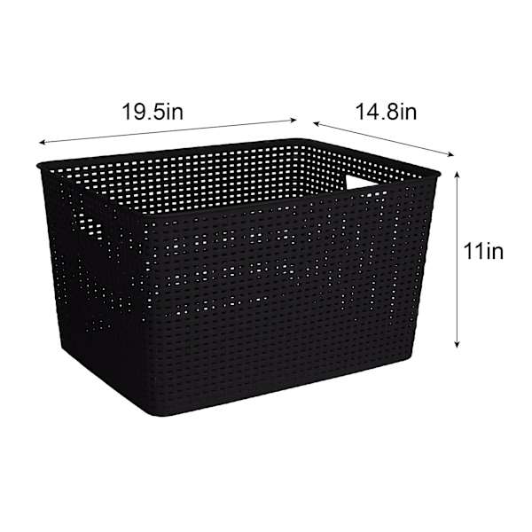 Black Rectangle Crossover Weave Storage Basket, XX-Large