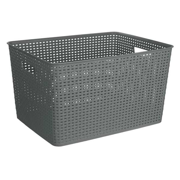 Grey Rectangle Crossover Weave Storage Basket, XX-Large
