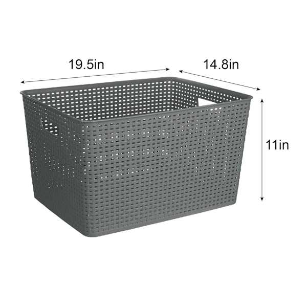 Grey Rectangle Crossover Weave Storage Basket, XX-Large