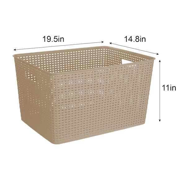 Dark Beige Rectangle Crossover Weave Storage Basket XX-Large