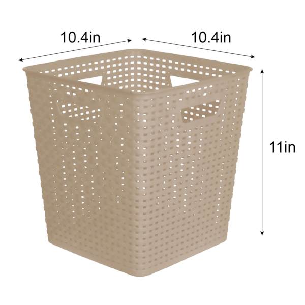 Square Crossover Weave Storage Basket, Dark Beige