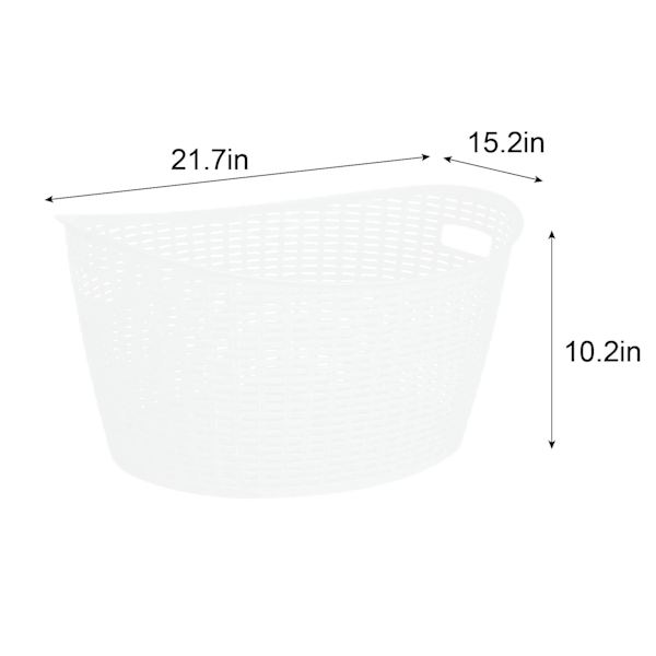 Bright White Oval Crossover Weave Rattan Pattern Storage Basket, 28l