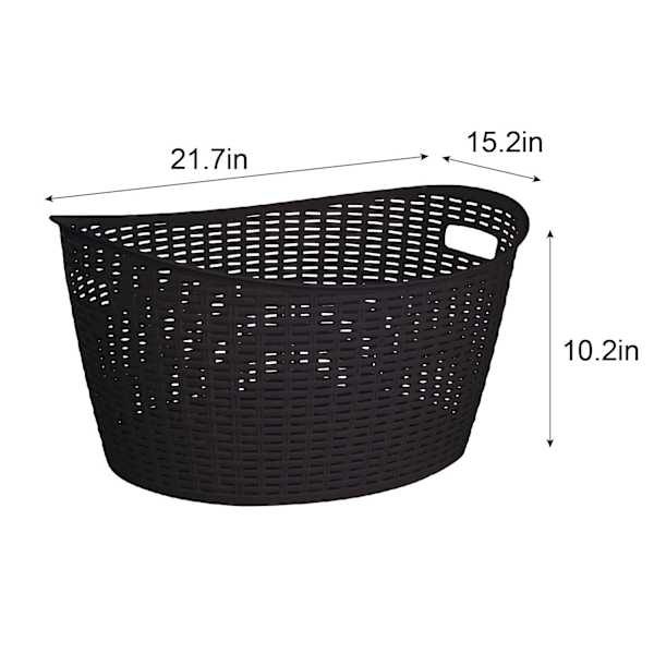 Black Onyx Oval Crossover Weave Rattan Pattern Storage Basket, 28l
