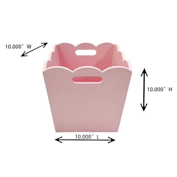 Scalloped Wood Storage Bin- Pink