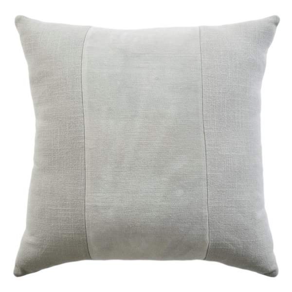 Crosby St. Grey Cotton Slub & Velvet Throw Pillow, 24"