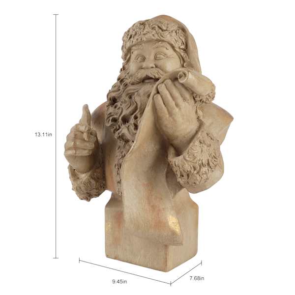 Gold Santa Bust Statue, 13"