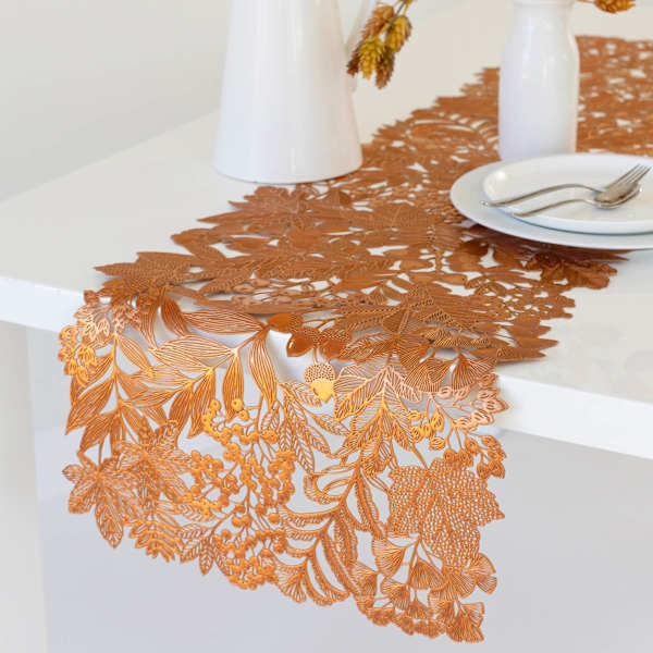 Homespun Harvest Leaf Vinyl Table Runner