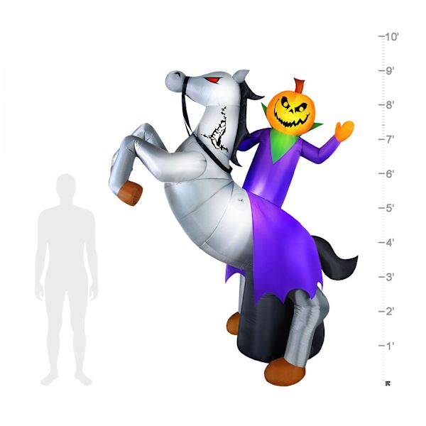 Animated Pumpkin Horseman Halloween Inflatable, 9'