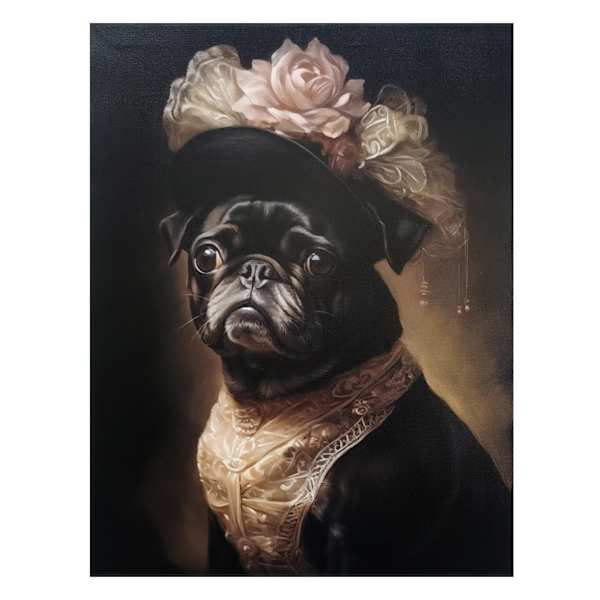 Victorian Pug Canvas Wall Art, 12x16