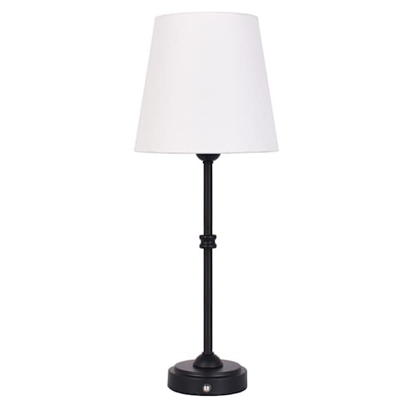 Black Touch Dimmer Rechargeable Buffet Small Table Lamp with Shade, 18"