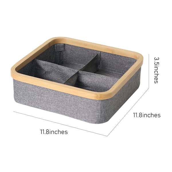 4-Compartment Bamboo Storage Bin