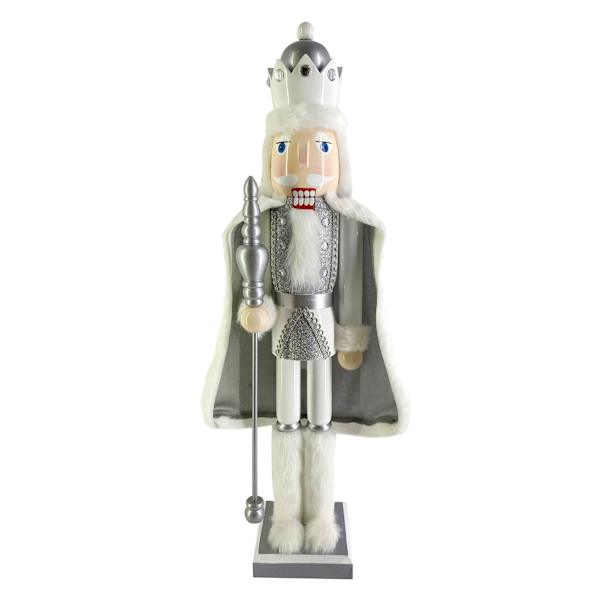 Silver & White Nutcracker with Cloak, 24"