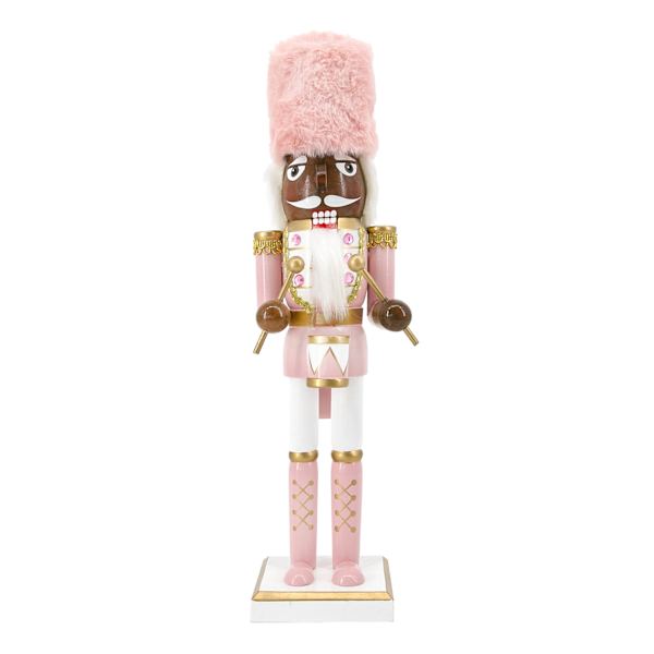 Pink & Gold Drummer Nutcracker, 15"