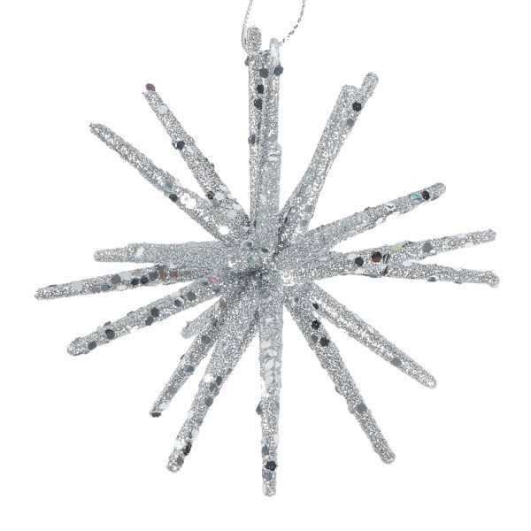 Crosby St. Silver Glittered Starburst Ornament, 4.6"
