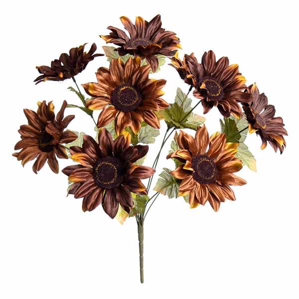 Brown Sunflower Floral Bush, 17.5"