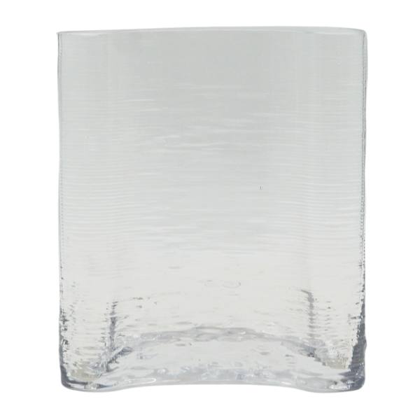 Thin Curved Clear Glass Vase, 8"