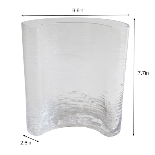 Thin Curved Clear Glass Vase, 8"