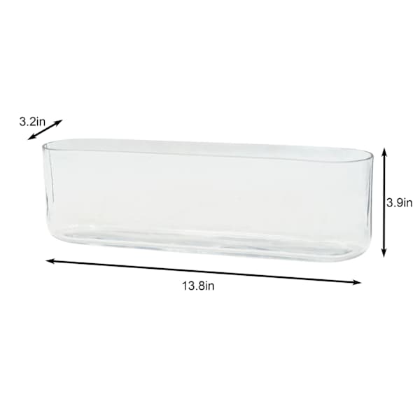 14In Long Oval Clear Glass Vase
